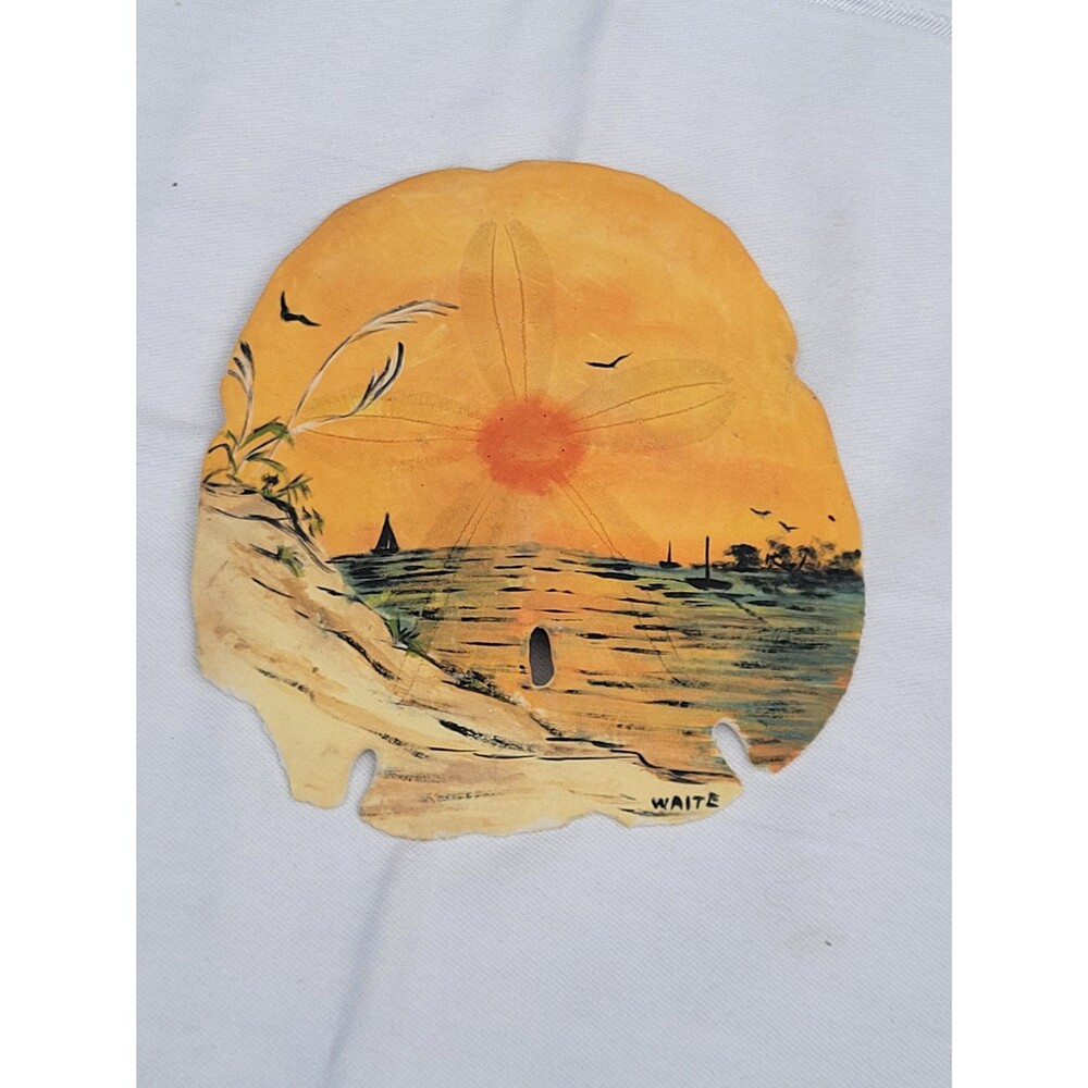 Sunset Hand Painted Sand Dollar Decor Beach Shells AS-IS